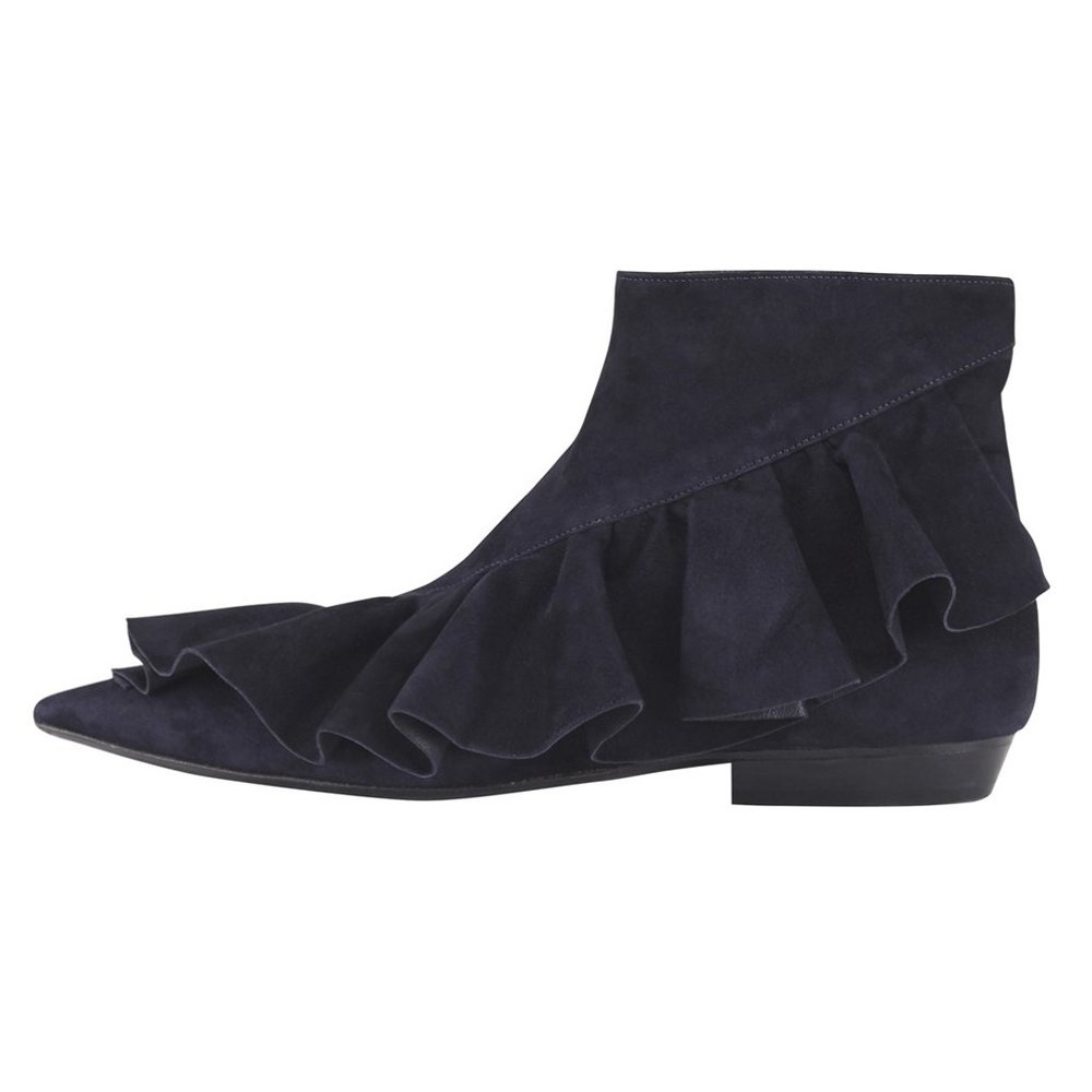 SOLD JW Anderson navy suede ruffle ankle boots shoes